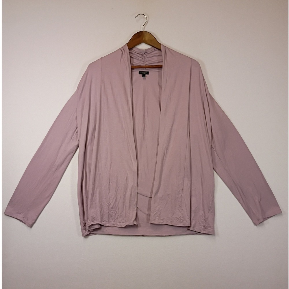Minimalist Talbots Womens XL Lilac Pima Cotton Ruched Open Front Cardigan